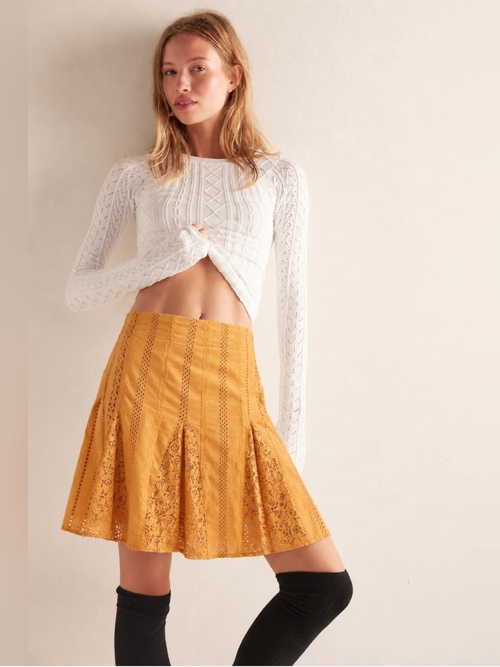 NEW FREE PEOPLE Melody Midi Skirt XS